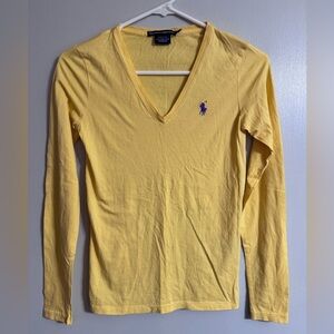 Ralph Lauren Sport Yellow Pima Cotton Long Sleeve Shirt Size Small